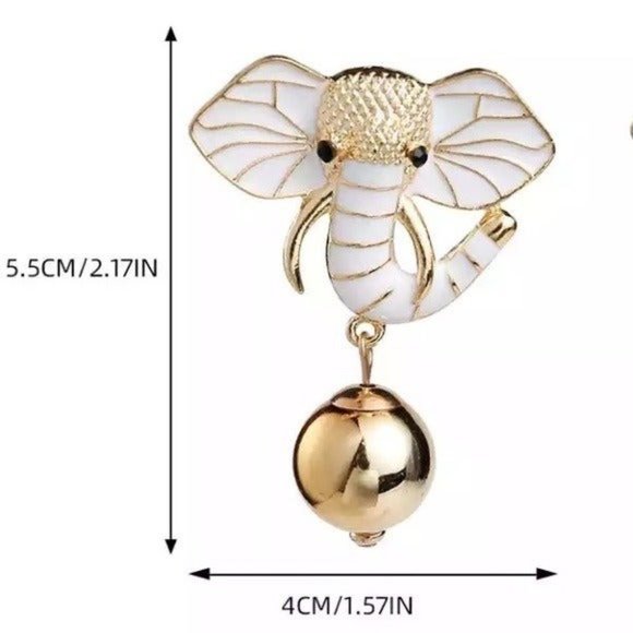 Golden Elephant earrings white dangle drop animal boho bohemian - Picture 5 of 6